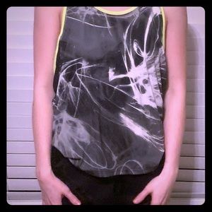 Athletic tank top, small, black/ bright yellow